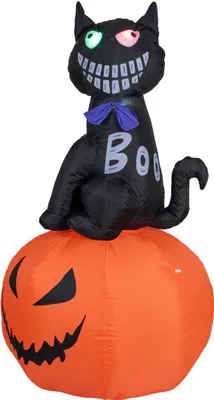Obrázok produktu pre EUROPALMS Halloweenská nafukovacia figúrka Mačka s tekvicou, 183 cm