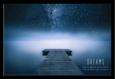 Image de Motivational - Poster - Dreams + cadre interchangeable, Shinsuke® Maxi MDF noir, vitre acrylique