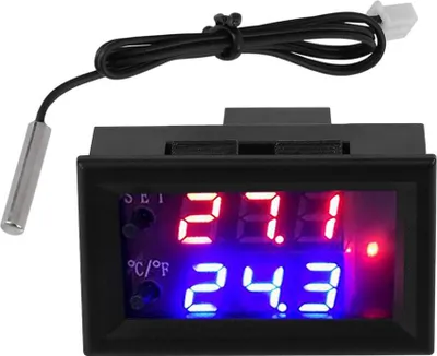 Produktbild von Digitales Mikrocomputer-Temperaturregler mit Anzeige und NTC Sensor – DC12V Temperaturcontroller für Heiz- und Kühlsteuerung
