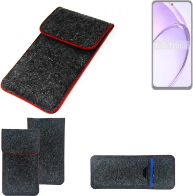 Produktbild von K-S-Trade Handy Schutz Hülle kompatibel mit Oppo A3x PKD130 Schutzhülle Handyhülle Filztasche Pouch Tasche Case Sleeve Filzhülle dunkelgrau roter