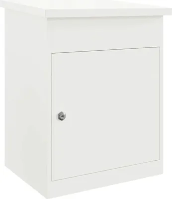 Image de vidaXL Boîte à colis avec rangement et porte Blanc 47,5 x 38 x 59 cm Acier