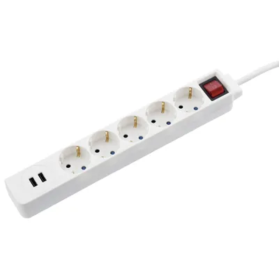 Immagine prodotto di Presa di corrente "USB 3.4A", a 5 vie, bianca (00137350)