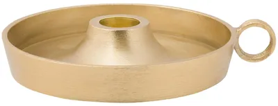 Productafbeelding van vtwonen Kaarsenhouder Metaal Goud – Ø12x5 cm – Handgemaakt – Industrieel & Tijdloos Design