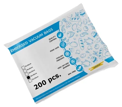 Immagine prodotto di Sacchetti sottovuoto per alimenti, senza BPA (20 x 30 cm, 200 pezzi)