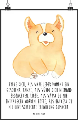 Produktbild von Mr. & Mrs. Panda Bild Corgie DIN A2 - Weiß - Geschenk, Corgi, wanddeko, Lebensfreude, Sprüche, Hund, Spruch, Kunstdruck, drucke, Wanddekoration, Lebensfroh, Wandbild
