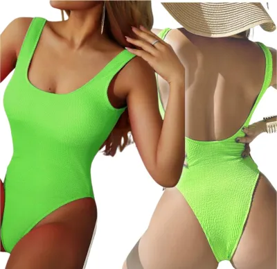 Zdjęcie produktu dla Jednoczęściowy kostium kąpielowy neonowy monokini dekolt kostium na basen M