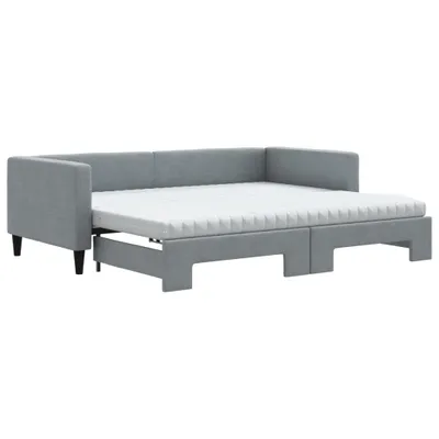 Obrázek produktu pro vidaXL Rozkládací denní postel s matrací Light Grey 90x200 cm Látka