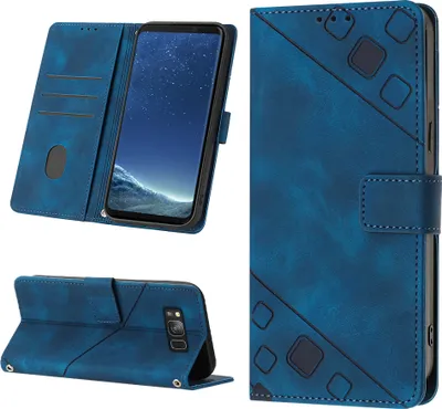 Produktbild von Hülle für Samsung Galaxy S8 Plus Prägung Flip Leder Brieftasche Schutzhülle mit Ständer Blau