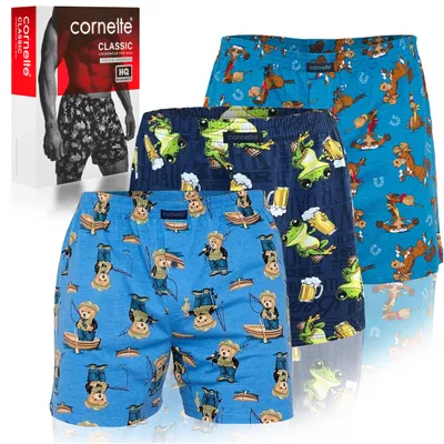 Productafbeelding van CORNETTE Heren Losse Boxershorts 3 Stuks, Blauw, Katoen, Klassiek M
