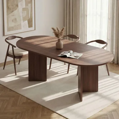 Produktbild von Skye Decor, Erweiterbarer Esstisch, Walnuss, 160 x 90 cm (ausziehbar auf 200 cm) | 100% melaminbeschichtete Spanplatte, 25 mm dick | Metallrahmen, modernes Design für Ihr Zuhause.