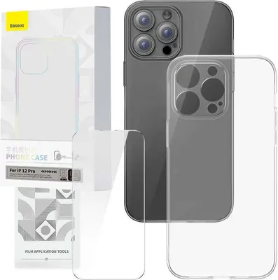 Produktbild von Baseus Corning Set aus gehärtetem Glas und Displayschutzfolie für iPhone 12 Pro, klar