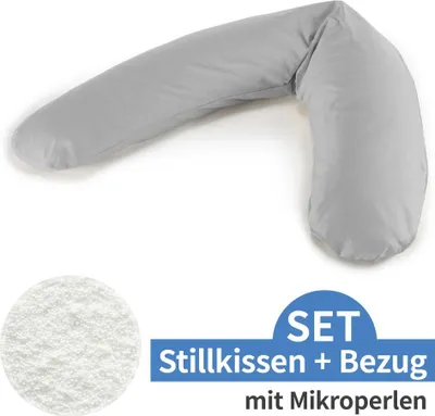 Zdjęcie produktu dla Poduszka do karmienia Theraline 'Das Komfort' z wypełnieniem z mikroperły, z pokrowcem 180 cm, kolor:42 jersey szary