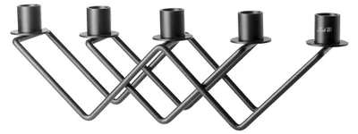 Produktbild von Fink NUEWA, Leuchter, 5-flammig, Aluminium, Eisen, pulverbeschichtet, glänzend, schwarz, L. 12 cm, B. 52 cm, H. 16 cm 141355