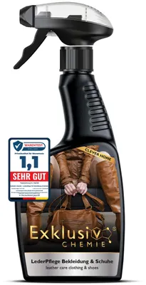 Produktbild von Exklusiv Chemie Lederpflege Bekleidung & Schuhe | Pflege für Lederjacken, Lederbekleidung & Lederschuhe | Lederpflegespray | Lederreinigungsmittel |