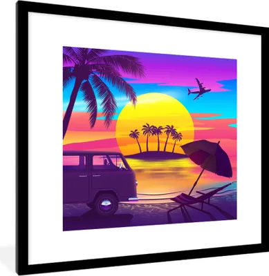 Produktbild von MuchoWow® MuchoWow® Gerahmtes Poster Strand - Insel - Farben 40x40 cm - Poster mit zchwarzem Bilderrahmen - Poster - Plakat im Rahmen