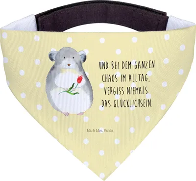 Produktbild von Mr. & Mrs. Panda Dreieckstuch Chinchilla Blume - Gelb Pastell - Geschenk, Halstuch Für Hunde, Glücklichsein, Chaos, Chinchillas, Hundehalstuch, Hals Tuch, Lustige Sprüche