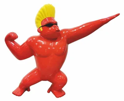 Image de Casa Padrino Sculpture décorative Gorille Singe Rouge / Jaune / Noir 139 x H. 120 cm
