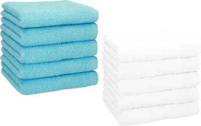Produktbild von Betz 10 Stück Seiftücher 30x30 cm PREMIUM 100% Baumwolle  Farbe: türkis und weiß