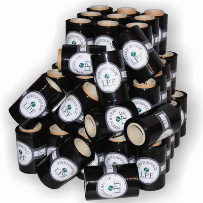 Produktbild von 50x Stretchfolie Wickelfolie Mini schwarz Breite 100mm Länge 150m