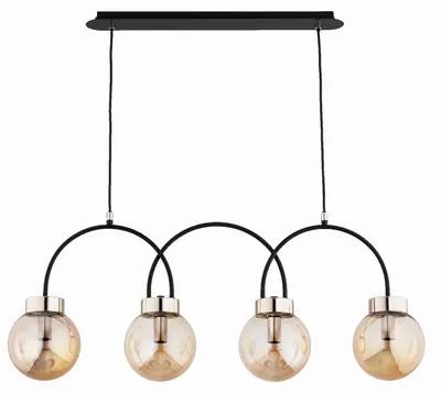 Zdjęcie produktu dla Lampa wisząca DARSO czarno-bursztynowy-złota 4xE14x10W metal wym:75x85x15cm IP20 Alfa