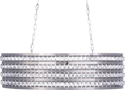 Produktbild von BELIANI Hängeleuchte Silber Metall 2-flammig ovaler Schirm mit Kristallen aus Acrylglas Moderner Glamouröser Stil für Wohn- Schlaf- und Esszimmer