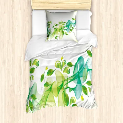 Produktbild von ABAKUHAUS Abstrakt Mantele, Abstrakte Blumenauslegung, Milbensicher Allergiker geeignet mit Kissenbezügen, 135 cm x 200 cm - 80 x 80 cm, Gelb Grün und Blau