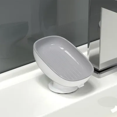 Productafbeelding van Zeephouder met zuignap - Zelfledigend voor badkamer en douche - Voor wandmontage