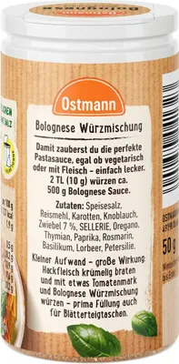 Produktbild von Ostmann Bolognese Würzmischung fein abgeschmeckt Packung 50g