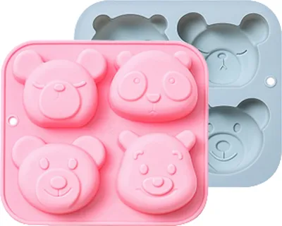 Produktbild von CANDeal 2 Stück Bär Silikonform Annomm ​​für DIY Cupcake Kuchen Pudding Schokolade Jelly Shots Fondantform, Eiswürfel Kristall Süßigkeiten Handgemachte Eiscreme Seifenform Desserts Paste