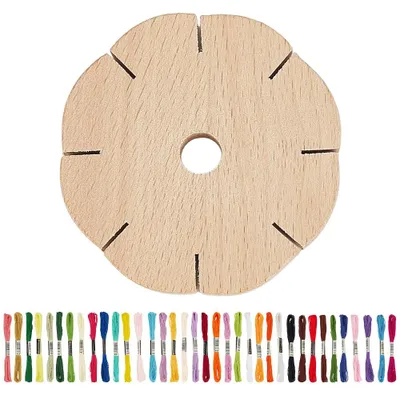 Kumihimo-Flechtscheibe aus Holz, 36 Farben Stickgarn