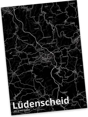 Produktbild von Mr. & Mrs. Panda Postkarte Lüdenscheid - Geschenk, Stadt, Ansichtskarte, Grußkarte, Postkarten, Dorf Karte Landkarte Map Stadtplan, bildkarte, Ansichtskarten