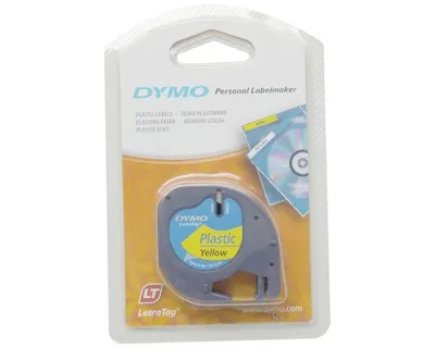 Obrázek produktu pro DYMO LetraTag páska plastová 12mm x 4m, žlutá, Černá na žluté, Polyester, Belgie, DYMO, LetraTag 100T, LetraTag 100H, 1,2 cm
