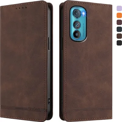 Produktbild von Hülle für Motorola Edge 30, Retro Kunstleder Ständer Klapphülle mit Kartenfächer und Magnetische Braun