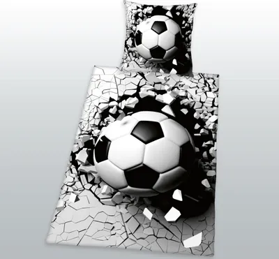 Produktbild von 3D Fussball Bettwäsche Renforcé - 135x200 80x80 cm Baumwolle