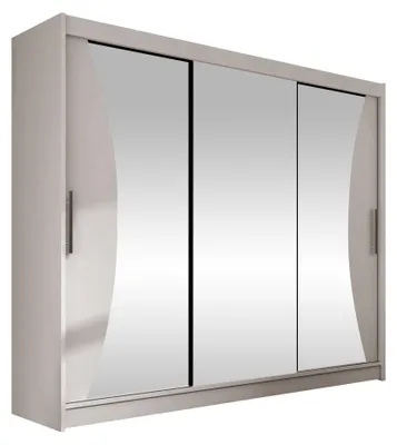 Produktbild von MIRJAN24 Großer Schwebetürenschrank Aston IV, Garderobe mit drei Türen, Frontspiegel, Kleiderschrank (Farbe: Cashmere / Spiegel, ohne Beleuchtung)
