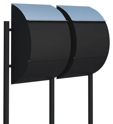 Produktbild von Briefkastenanlage Jumbo for Two in Schwarz mit Edelstahlklappe