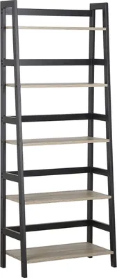 Produktbild von BELIANI Bücherregal Heller Holzfarbton Schwarz MDF Platte Stahl 163 x 64 x 34 cm Industriell Praktisch 5 Fächer Viel Stauraum Wohnzimmer