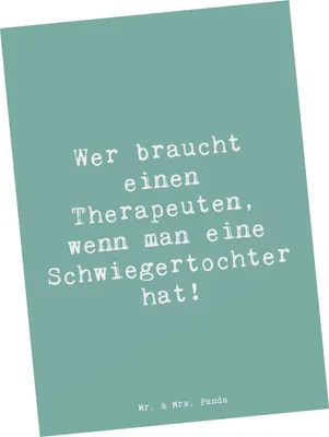 Produktbild von Mr. & Mrs. Panda Postkarte Spruch Schwiegertochter Humor - Meeresbrise - Geschenk, Ansichtskarte, Ansichtskarten, Konflikte, Beziehungen, Verwandte, Schwiegereltern