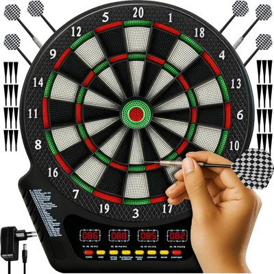 Produktbild von Elektronische Dartscheibe TRIZAND 27 Spiele 243 Modi 1–16 Spieler 4 LCD-Displays Lautstärke 8 Stufen Soft Tip Set: 6 Darts + 24 Ersatzspitzen