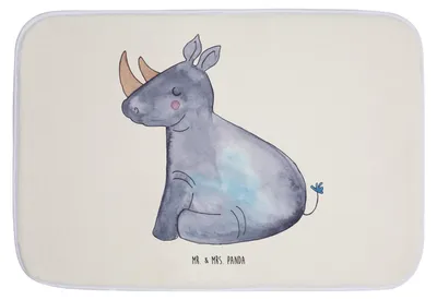 Produktbild von Mr. & Mrs. Panda Badezimmerteppich Einhorn Nashorn - Weiß - Geschenk, Zoo, Badteppich, Nashörner, Lustig, Glitzer, Badvorleger, Unicorn, duschmatte, Regenbogen, Badematte