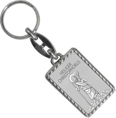 Produktbild von Heiliger Christophorus - HC silber Schlüsselanhänger mit Bordüre
