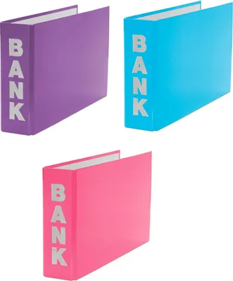 Produktbild von 3x Bankordner / 140x250mm / für Kontoauszüge / je 1x hellblau, lila, pink