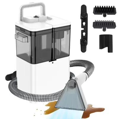 Image de Nettoyeur de tapis - Aspirateur laveur compact - 450 W - Puissance d'aspiration de 12 kPa - Deux réservoirs d'eau - Pour tapis et canapés en tissu - Blanc