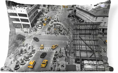 Produktbild von MuchoWow® Outdoor Kissen - Schwarz-Weiß-Luftaufnahme von Manhattan in den USA - 60x40 cm - Wetterfest - Lounge Kissen - Zierkissen - Kissen für Innenräume