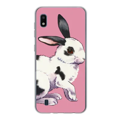 Produktbild von MuchoWow® Handyhülle Schutzhülle Hülle für Samsung Galaxy A10 Kaninchen mit rosa Hintergrund Silikon Softcase Handy Hülle - Schutzhülle
