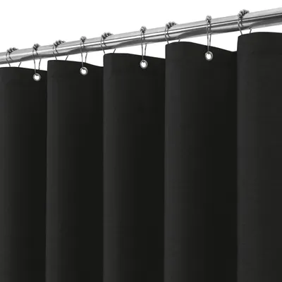 Image de Omgoods - Rideau de douche imperméable imitation lin, 152 x 214 cm, noir