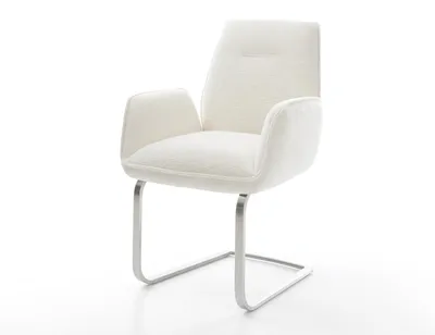 Produktbild von DELIFE Freischwinger Zoa-Flex Bouclé Soft Beige Freischwinger flach Edelstahl Taschenfederkern