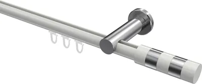 Produktbild von Interdeco Innenlaufstange / Gardinenstange mit Innenlauf Weiß / Chrom, Typ Platon Mavell (Zylinder Bicolor), 20 mm Ø 1-läufig, 280 cm