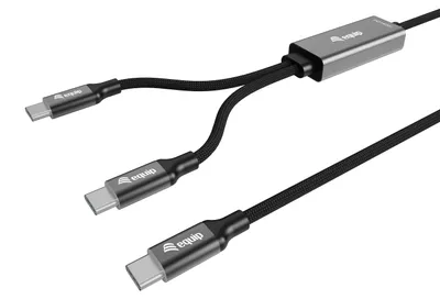 Immagine prodotto di Cavo di ricarica Equip USB-C a C-Y, 1,5 m, PD 140 W, nero, 1,5 m, USB C, 2 x USB C, USB 2.0, 0,48 Gbit/s, nero