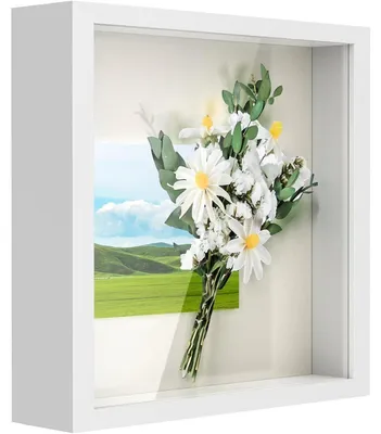 Obrázok produktu pre 3D rámy na fotografie, rám na objekty 15 x 15 cm, hĺbka 3 cm, sklo, biela farba